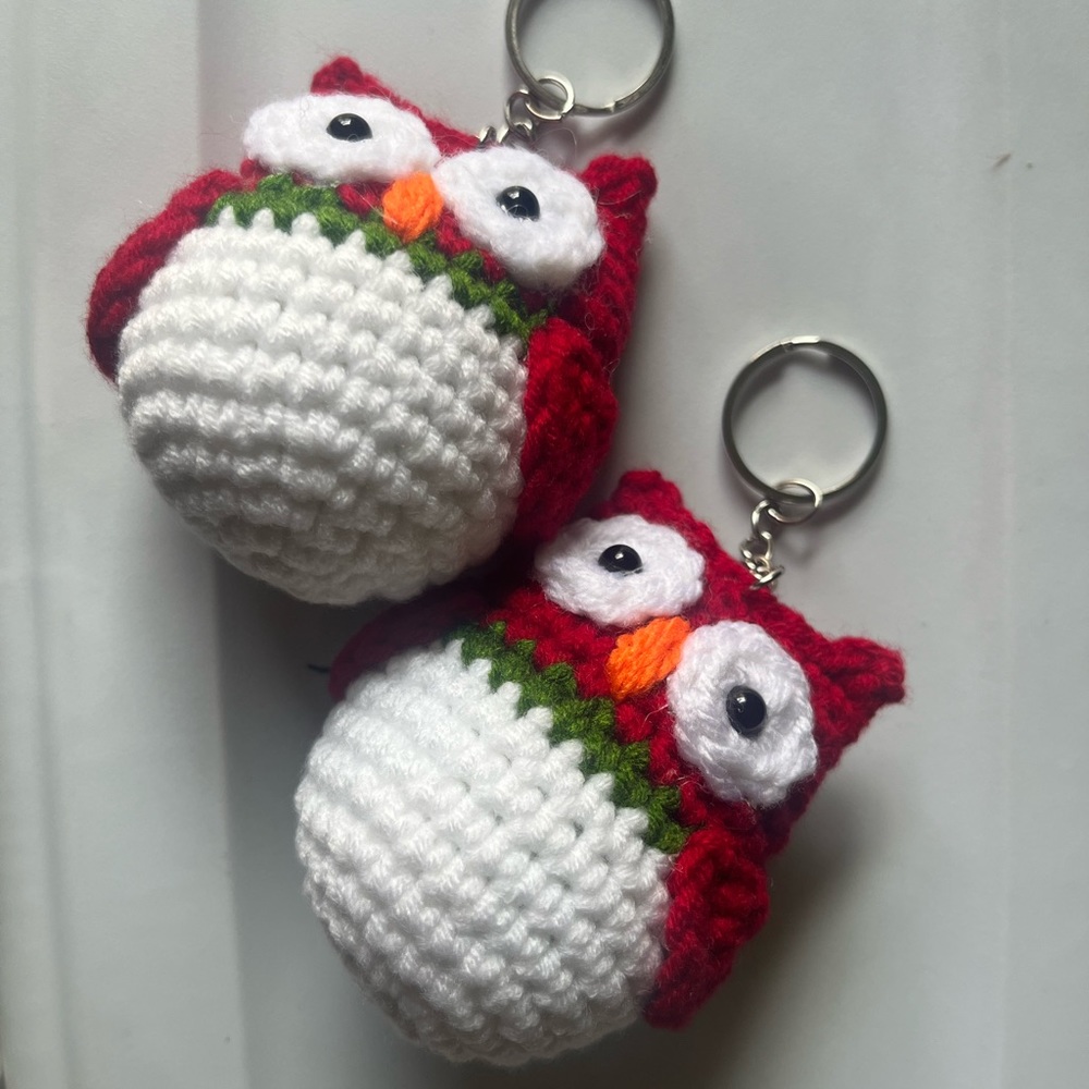 9 Handmade Crochet Owls Bag/Christmas Tree Ornaments/Keychain